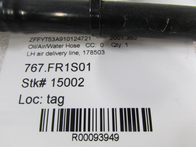 Ferrari 360, LH, Left Air Delivery Line, Used, P/N 178503