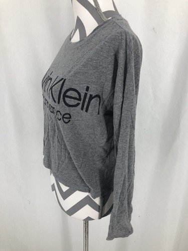 Calvin Klein Performance Dry Gray Long Sleeve Cropped T Shirt Small - Picture 3 of 4
