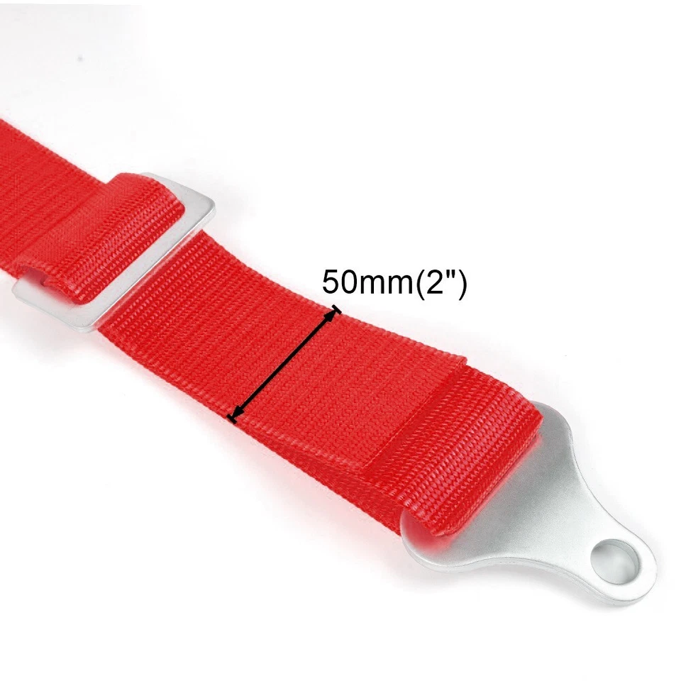 4 Point Harness 2" Seat Belt For Polaris Can-Am Kawasaki Red 2 Pack Universal Foto 4 de 4