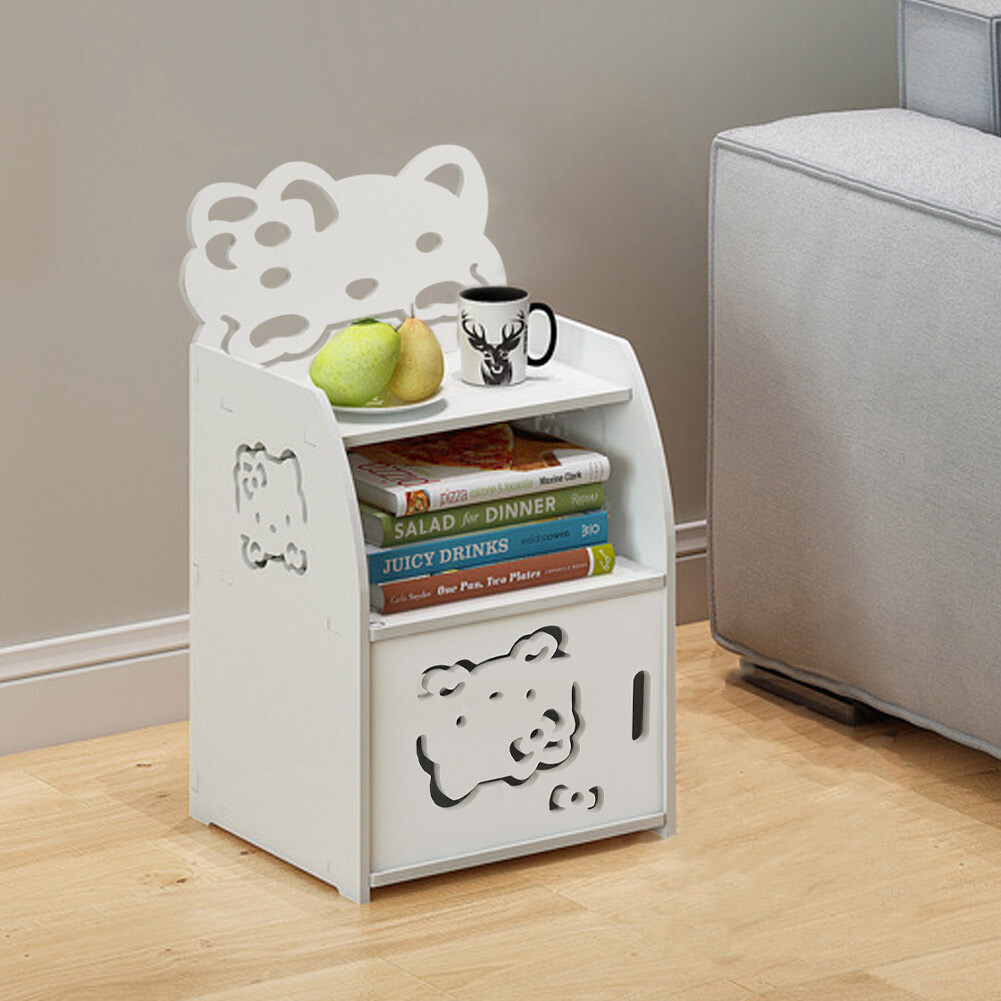Kids End Table Storage Cabinet Open Shelves Night Stand Bed Side