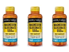 MAGNESIUM GLUCONATE 550 mg /TAB 500 +50MG MORE cholesterol 3 X 100 = 300 TABLETS