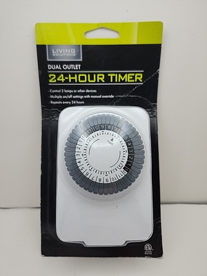 Living Solutions 24-Hour Timer Dual Outlet Multiple On/Off Settings WIC 270615