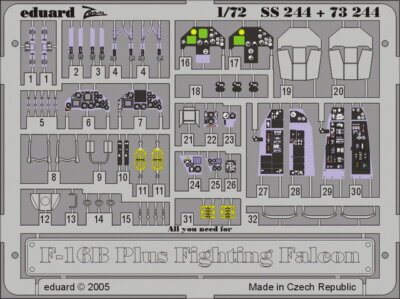 Eduard SS244 1/72 F-16B Fighting Falcon Plus Photoetch for Hasegawa kit