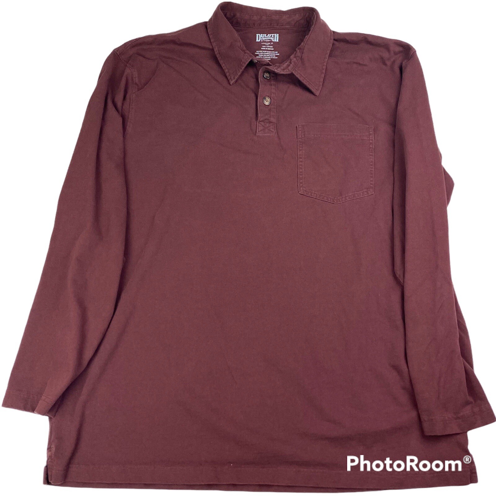 Duluth Trading Co. Men's XL Shirt Red Maroon Longtail Long Sleeve