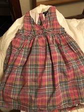 chaps ralph lauren small 6x plaid sundress 100% Cotton