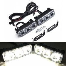 2x 3 Led Super White High Power Car Drl Daytime Running Light Fog Lamp Universal 2x 3 Led Super White High Power Car Drl Daytime Running Light Fog Lamp Universal
