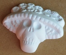 Day of the Dead Plaster Skull Paintable 3D Ornament Calavera Catrina