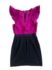 Jay Godfrey Cocktail Dress Ruffle Pink & Black Y2K Style Women's 2 Silk USA Made