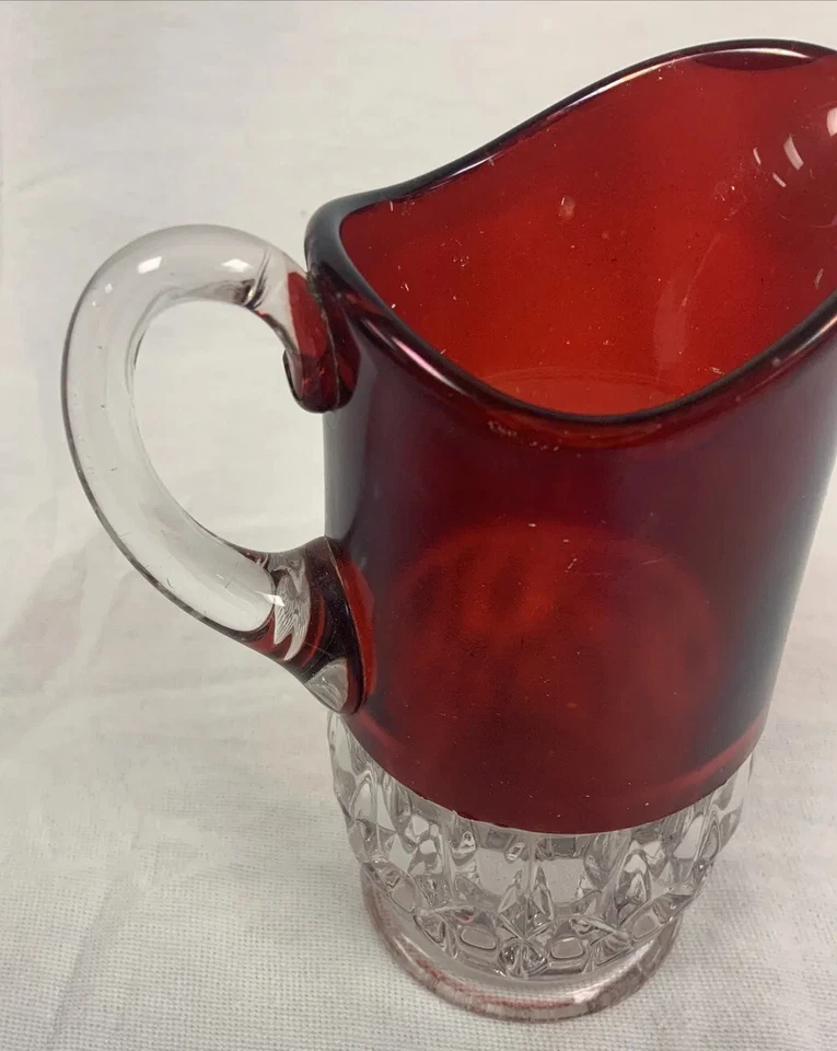 Glass Creamer Corona, by Greensburg with Ruby Staining - Image 3 of 4