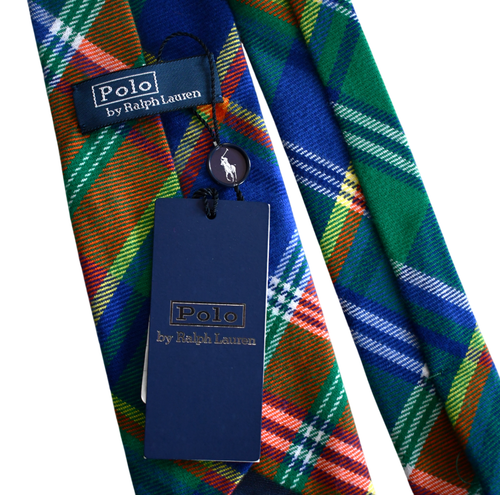 Nueva Corbata POLO RALPH LAUREN Multicolor a Cuadros 100% ALGODÓN Hecha a Mano - Imagen 9 de 15