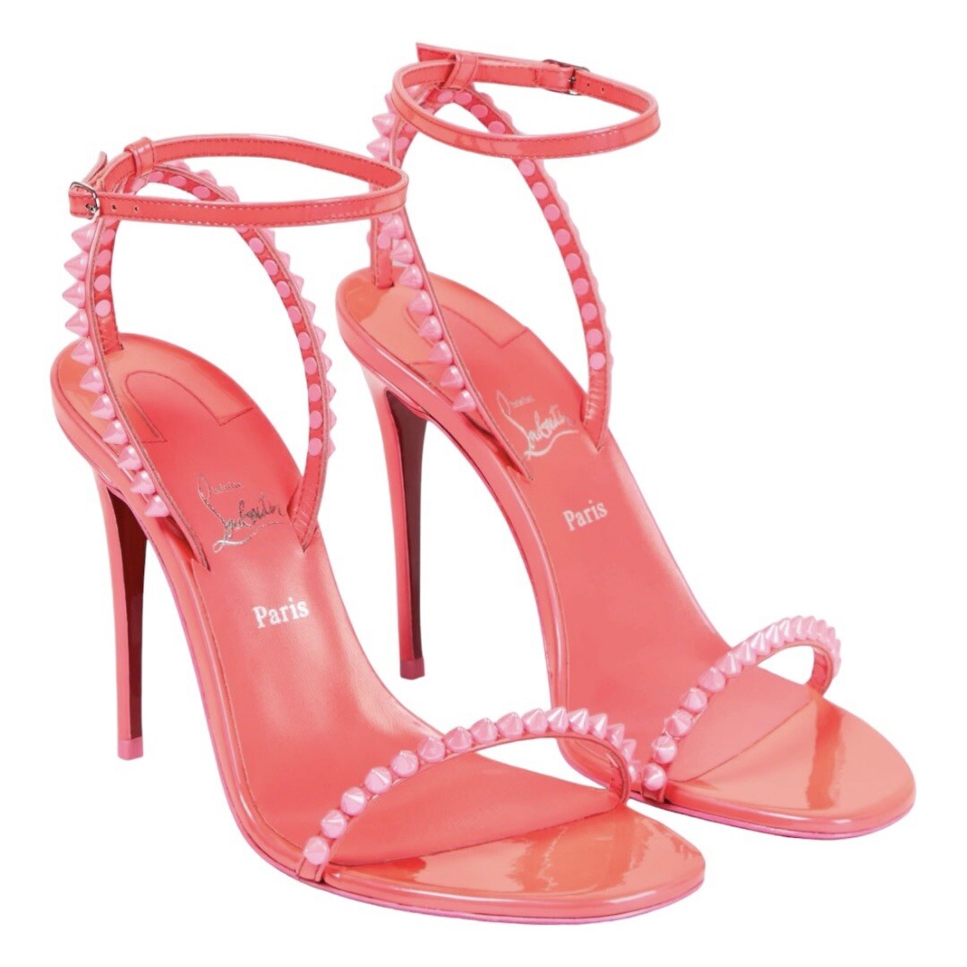 Christian Louboutin So Me 100 Fluo Pink Patent Ankle Strap