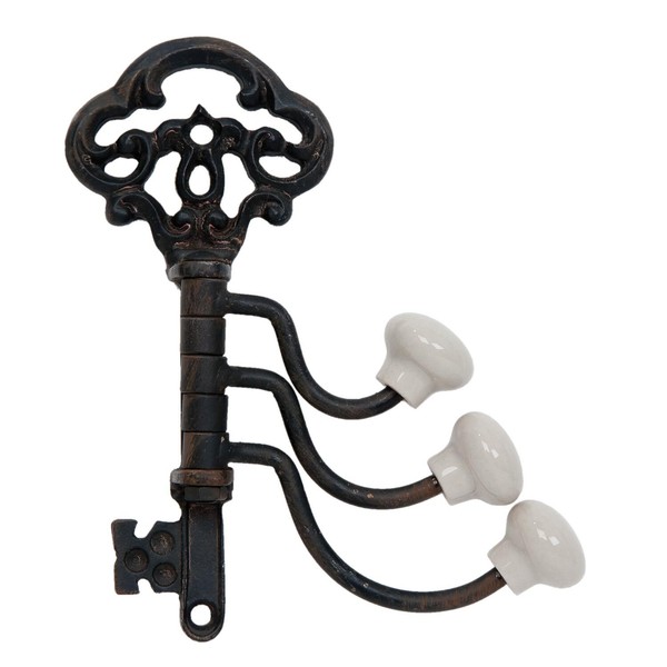 Clayre & Eef Wandhaken Haken 3-Fach Metall Garderobe Garderobenhaken Braun-image