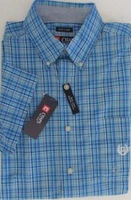 NWT Chaps Easy Care Short Sleeve Casual Shirt  Blue Plaid Size S 