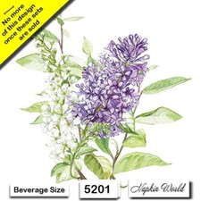 5201 TWO Individual Paper BEVERAGE / COCKTAIL Decoupage Napkins - LILAC FLOWER