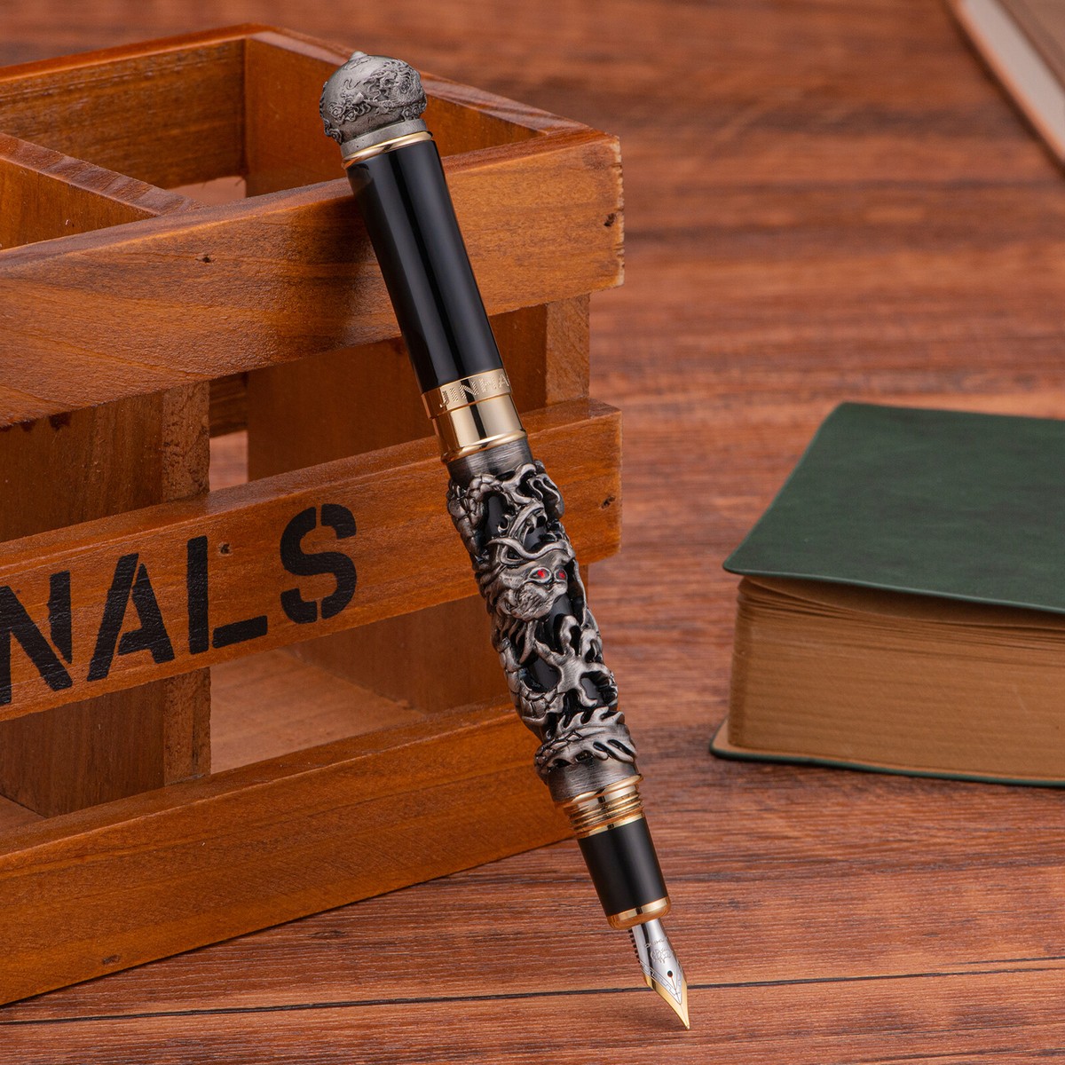Jinhao Dragon Totem Tintenroller – Graues Barrel, Inkl. Stifttasche, 145 G, Für Langes Schreiben