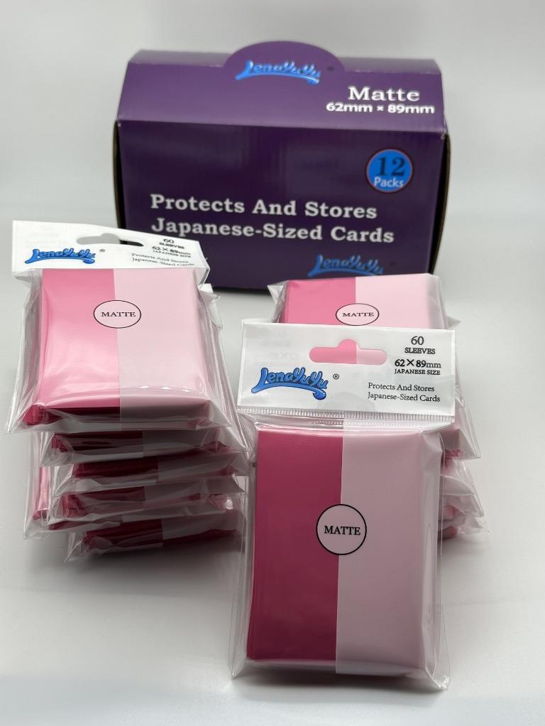 1 box of 12packs Pink color Double Matte Japanese Size Card sleeves  62mmx89mm