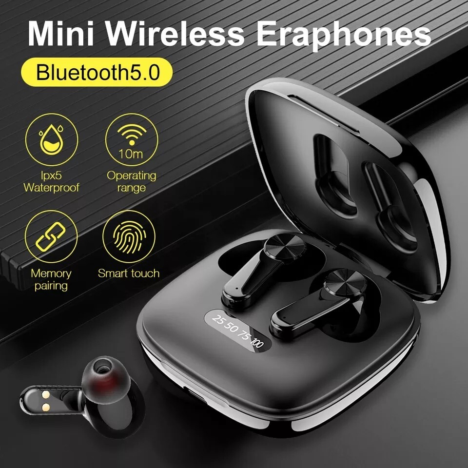 Bluetooth Earbuds Wireless Headphones LED Display Noise Cancelling Premium Sound-image