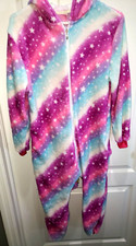 girls HOODED SLEEPER RAINBOW UNICORN 1 PC PAJAMA