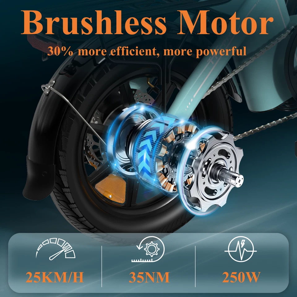 Bodywel T16PRO 14 Inch E-Bike 250W Electric Bike Bicycle Ebike For 140-185cm - Image 4 of 4