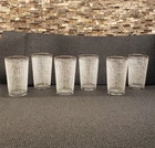 6 Vintage Federal Glass Burlap Basket Weave Tumbler Glasses White 6.25"H x 3"W