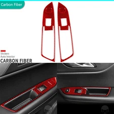 Red Carbon Fiber Rear Window Lift Switch Panel Cover For Chevrolet Blazer 19-25