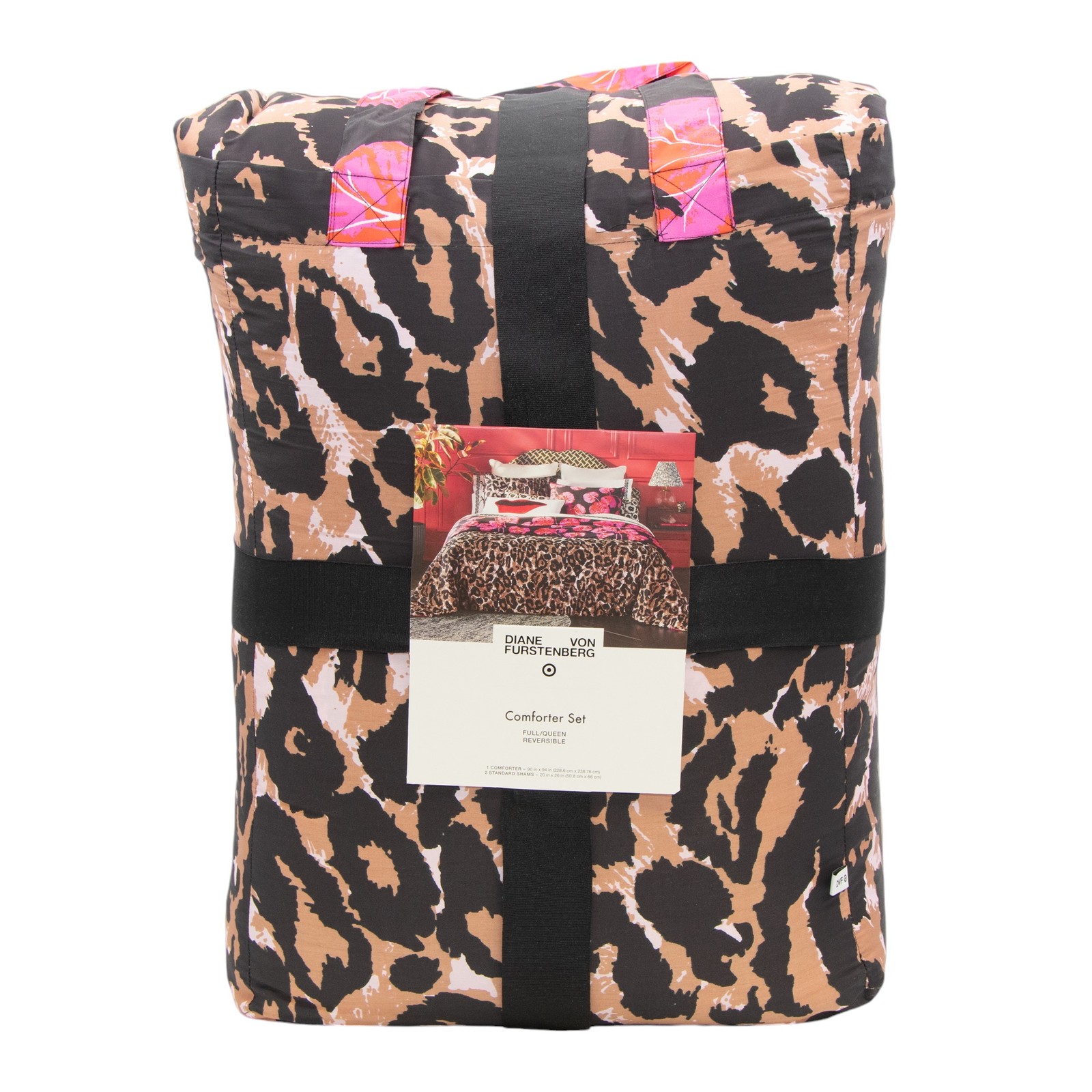 Diane von Furstenberg LeopardGeranium Leaf Reversible FullQueen Comforter Set 16790₽