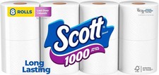 Scott 1000 Sheets Per Roll, 8 Toilet Paper Rolls, Bath Tissue