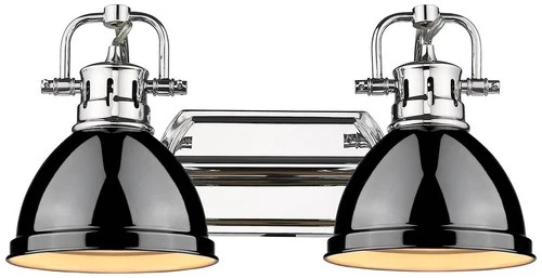 Duncan 16 1/2" Wide Chrome and Glossy Black 2-Light Bath Light - Picture 1 of 3