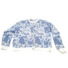 Vintage Justine Todd Made Italy Knit Cardigan Women Wool Blend Floral Grandma