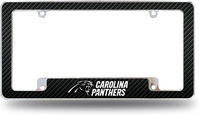 Carolina Panthers Metal License Plate Frame Chrome Tag Cover Carbon Fiber...