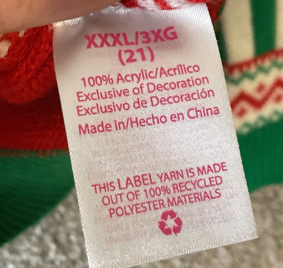 No Boundaries "Too Cute To Be Naughty" 驯鹿丑陋圣诞毛衣 3x (2x) — 第 4/4 张图片