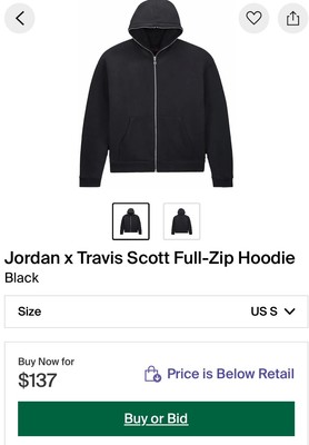 Jordan X Travis Scott Collaboration Solid Color Zip-Up Hoodie