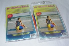 Lot 2 Vintage Multi Color Rainbow Panel 16" Beach Ball Swimming Pool NEW Sealed