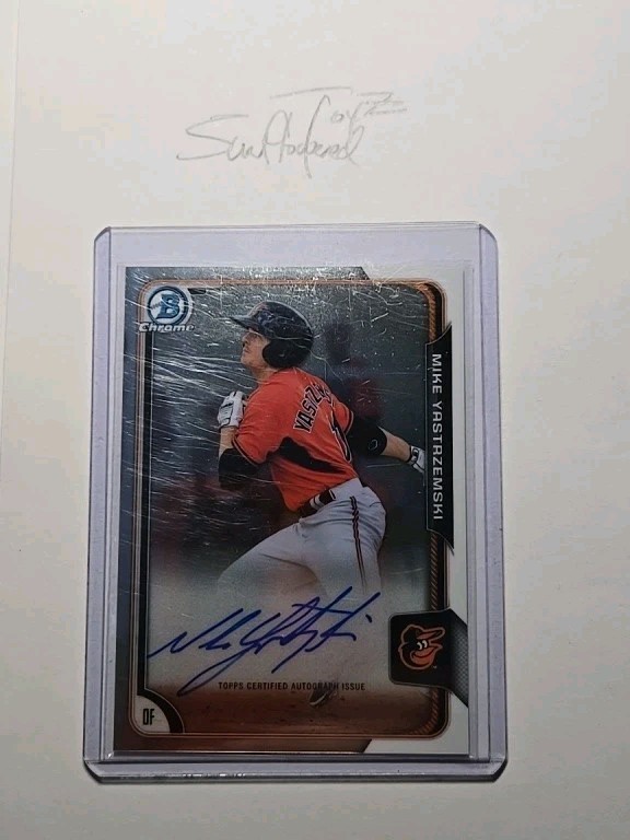 2015 Bowman Chrome Mike Yastrzemski RC AUTO Orioles, BRAVES #BCAP-MY