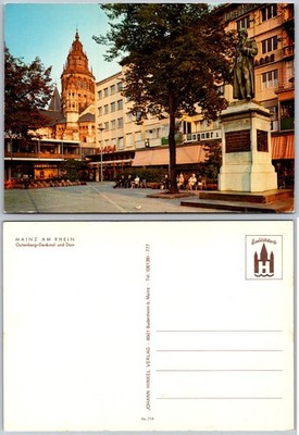 Continental Mainz Germany Gutenberg Statue Postcard