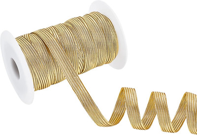 21.87 Yards 0.39 inch Width Gold Elastic Band, Glitter Metallic Flat Elastic Str