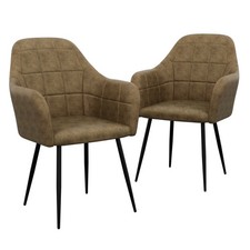 HAGO® Esszimmerstühle 2er Set Beige Sessel Polsterstuhl Microfaser Armlehne