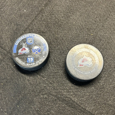 Colorado Avalanche NHL Officially Licensed Warm-Up Puck Lot of 2 Regular Season