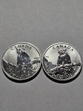 Lot of 2, 2012 Canadian Cougar Coin, 1 oz, $5, 9999 FINE SILVER, MILK SPOTTING 3