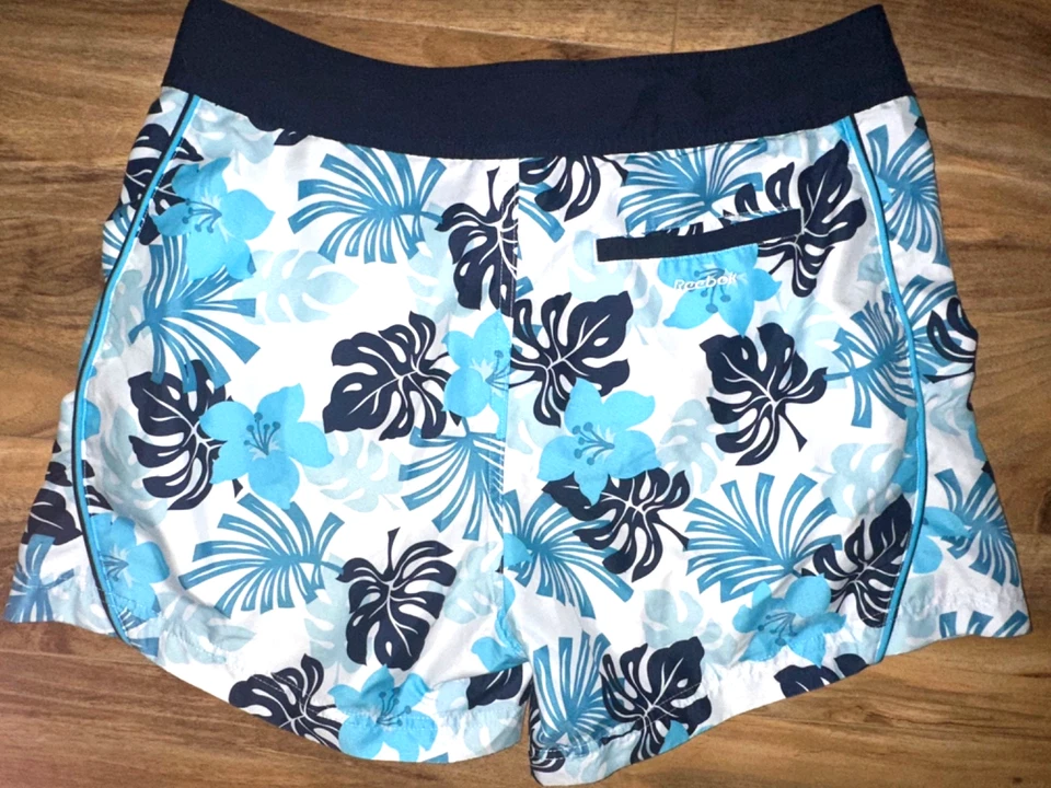 Pantalones Cortos de Natación Reebok Mujer Azul Floral Poli Board Agua Talla M Foto 3 de 4