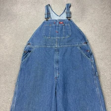 Dickies Dungarees Adult 38x32 Blue Bib Overalls Denim Work Wear Carpenter Mens