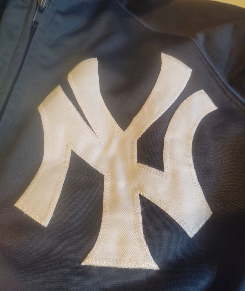 Stitches NY Yankees Track Jacket Sz M Embroidered Full Zip Striped Blue Y2K - Image 2 of 4