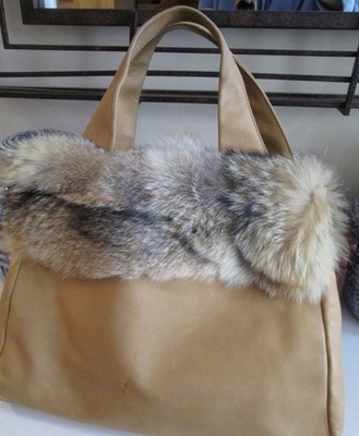 Vintage RENATO ANGI VENEZIA Genuine Leather BAG w/ Fox FUR Trim