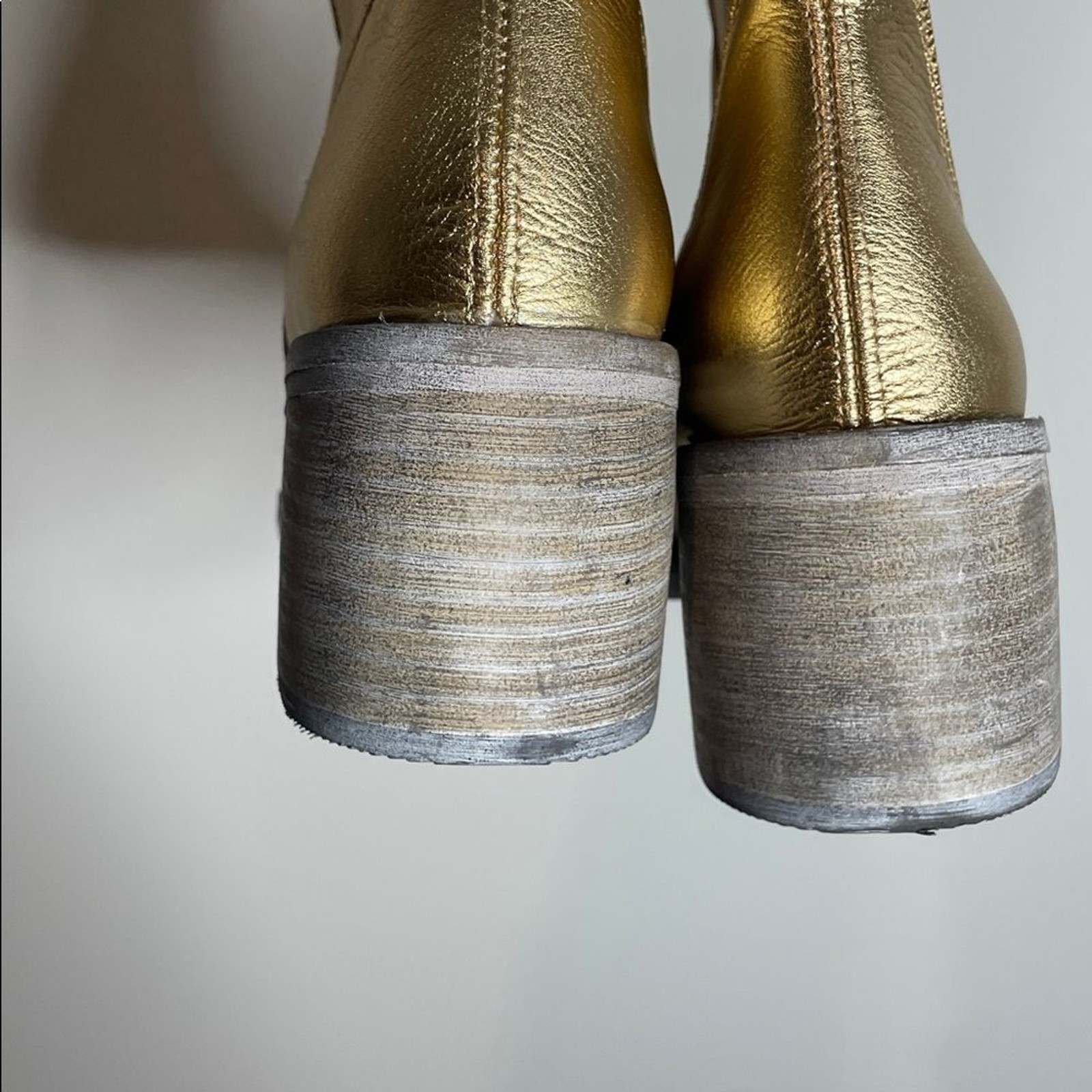Free People Women’s Essentials Tall Gold Metallic Leather Boots Size 6 NWOB thumbnail 4