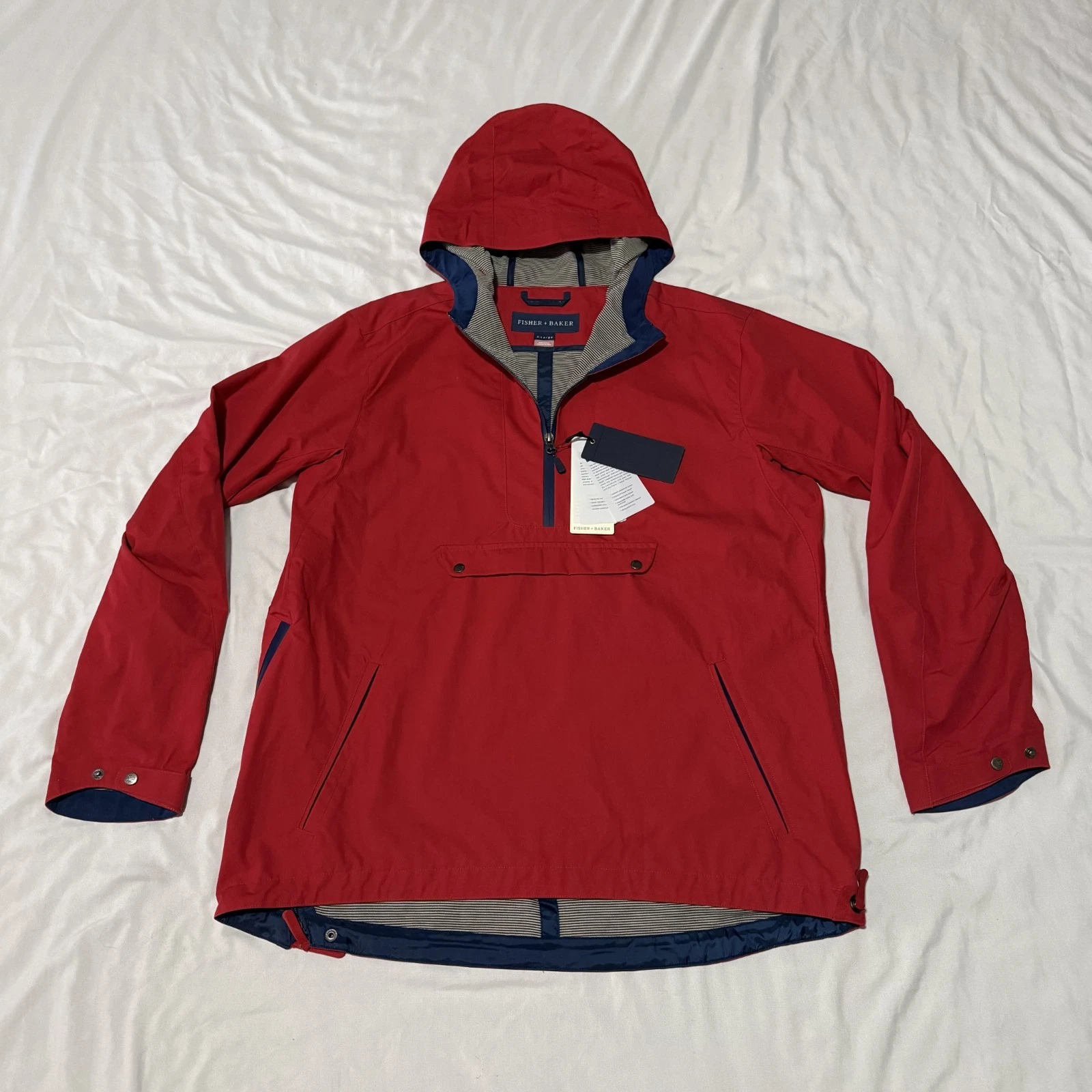 Fisher + Baker Premium Greenwich Anorak Red Pullover Jacket- Sz XLARGE -$498 New