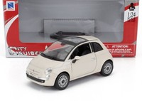 Newray 1/24 Fiat Nova 500 2007 Weiss Modellbau Statisches Modell Diecast