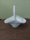 Vintage Large Fenton White Milk Hobnail Basket.  10".  No Damage.  1960's