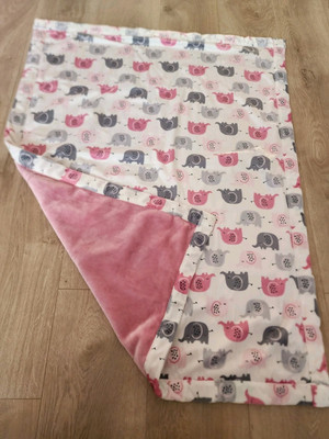Betty Bob Baby Elephant Blanket Pink Gray Reversible Lovey Pre-owned Soft 