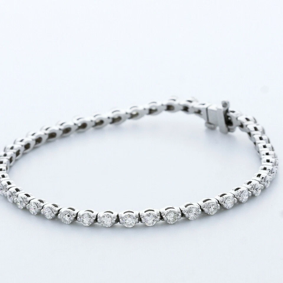 Brazalete tenis canasta oro 14k diamantes naturales corte redondo H SI2 2 de 2 quilates Foto 2 de 4