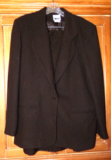 Vtg Leslie Fay Womens Size 14 Brown Wool Blazer  Skit Suit